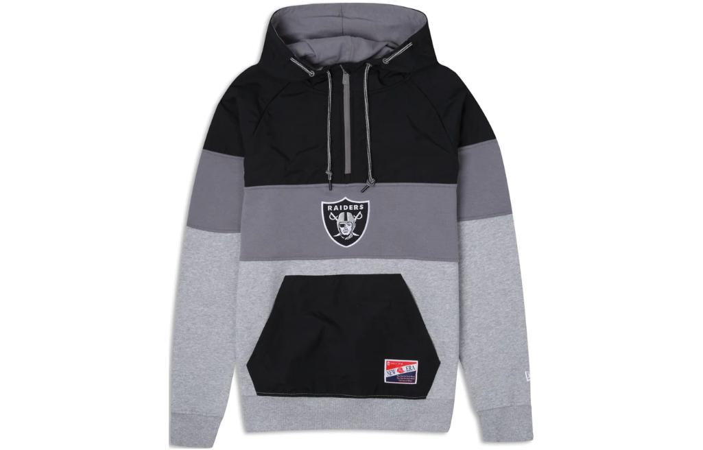 New Era Gray Black Letter Patch Pullover Hoodie Long Sleeve 60410745