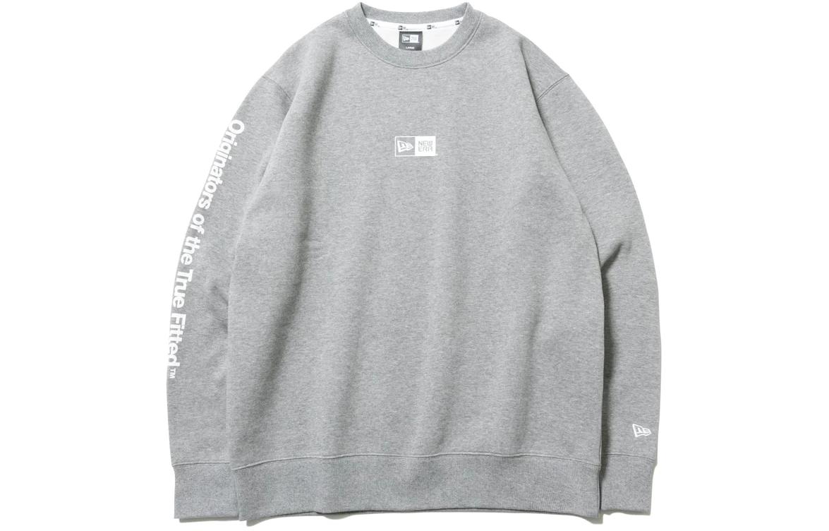 New Era Grey Crewneck Sweatshirt Unisex with Letter Print Long Sleeves 12542741