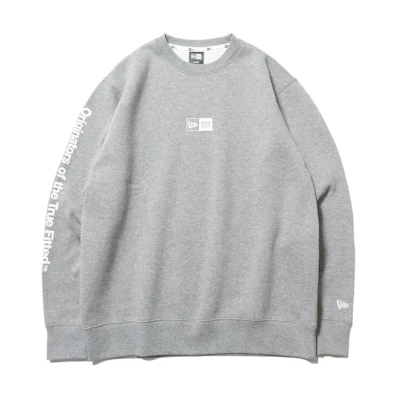 New Era Grey Crewneck Sweatshirt Unisex with Letter Print Long Sleeves 12542741