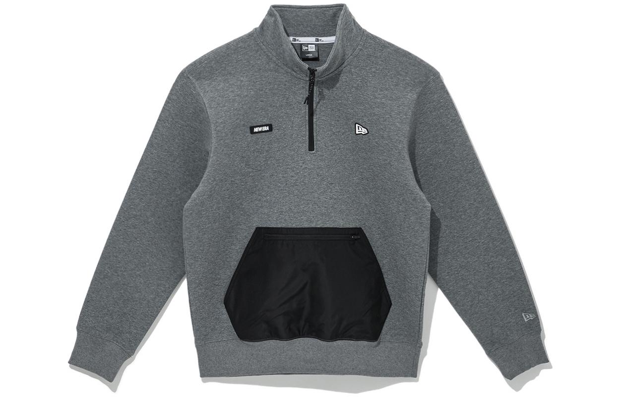New Era Half-Zip Pullover Sweatshirt Logo Patch Dark Grey 13331009