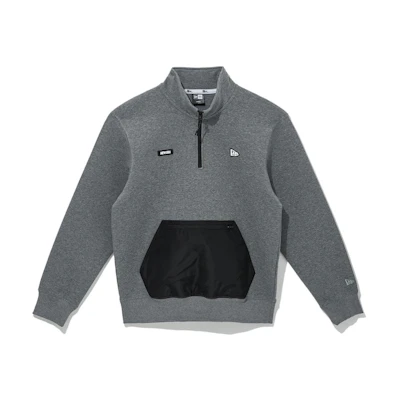 New Era Half-Zip Pullover Sweatshirt Logo Patch Dark Grey 13331009