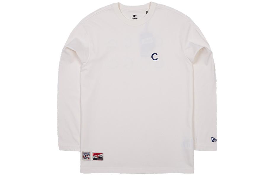 New Era Ivory White Knit Sweatshirt with Logo Print Unisex 13546453