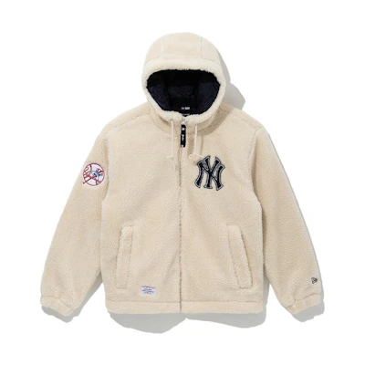 New Era Ivory White Sherpa Zip Hoodie Jacket Unisex Oversized Fit 13781146