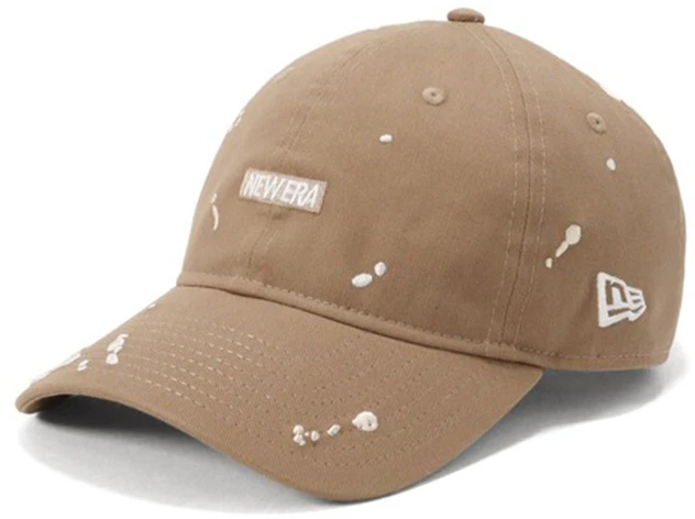 new-era-khaki-splatter-embroidery-logo-cotton-cap-unisex-couple-style-14201635