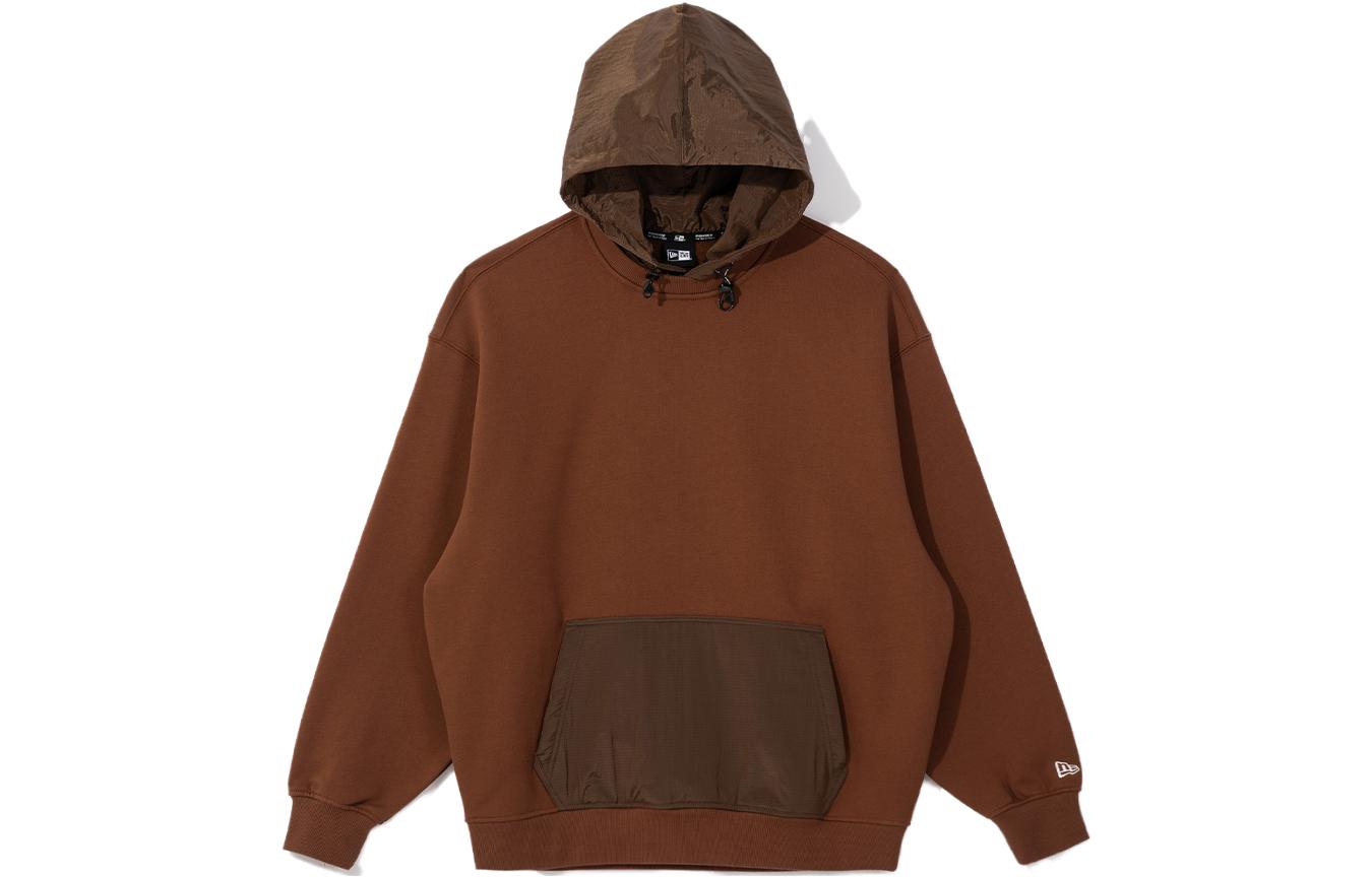 New Era Knit Patchwork Oversized Brown Hoodie Unisex 13781075
