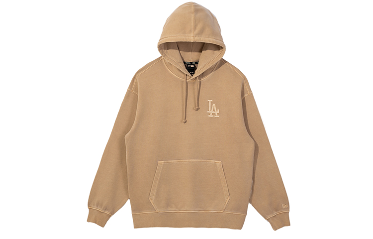 New Era LA Dodgers Embroidered Logo Hoodie Unisex Light Beige Pullover 13781106