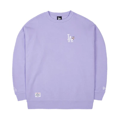 New Era Letter Embroidery Pullover Sweatshirt Unisex Light Purple 13558610