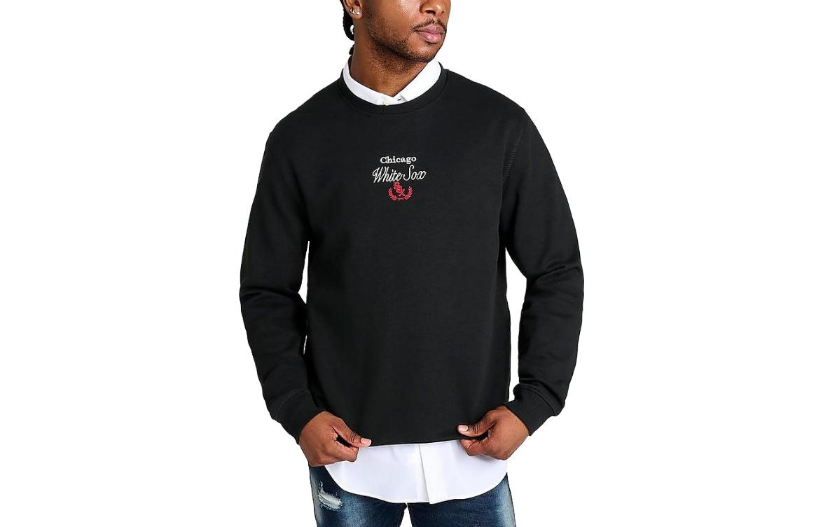 New Era Letter Graphic Crewneck Pullover Sweatshirt Black 60430735-100