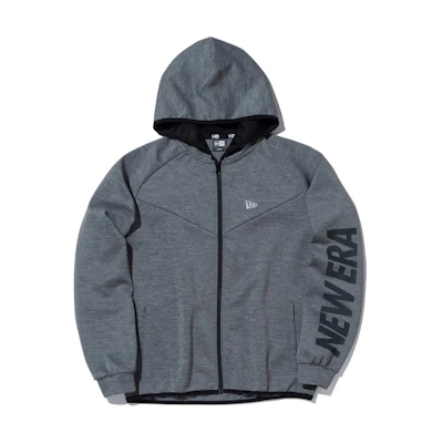 New Era Letter Graphic Hoodie Zip-Up Jacket Unisex - Grey 13870614