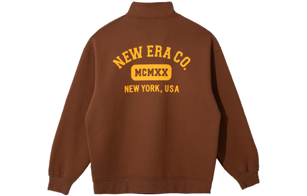 New Era Letter High Neck Pullover Sweatshirt Unisex Tiramisu 13781189
