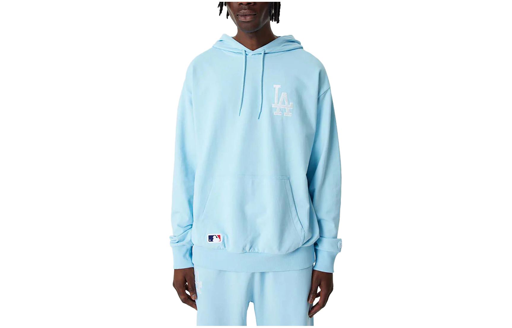 New Era Letter Logo Embroidered Oversized Hoodie Unisex Light Blue 60357047CBLWHI