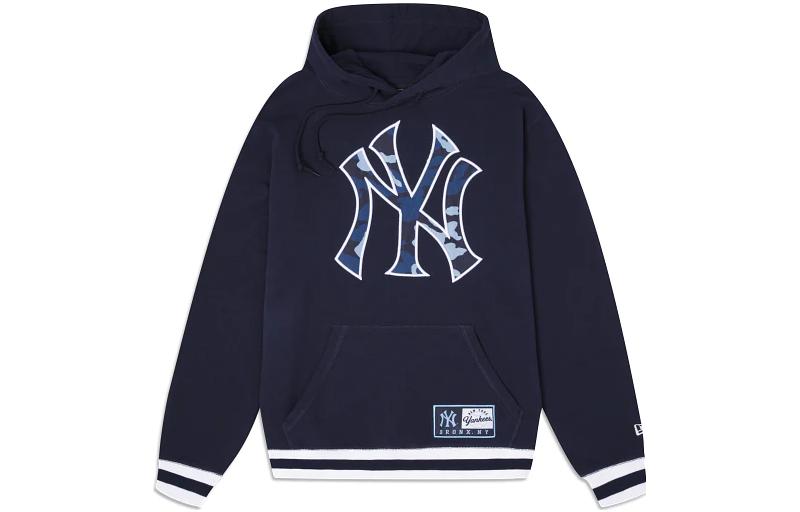 New Era Letter Logo Hoodie Unisex Pullover in Navy Blue 60297861