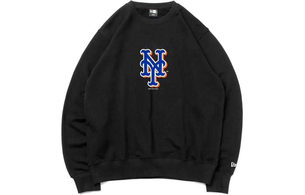 New Era Letter Logo Oversized Crewneck Sweatshirt Unisex Black 13755314