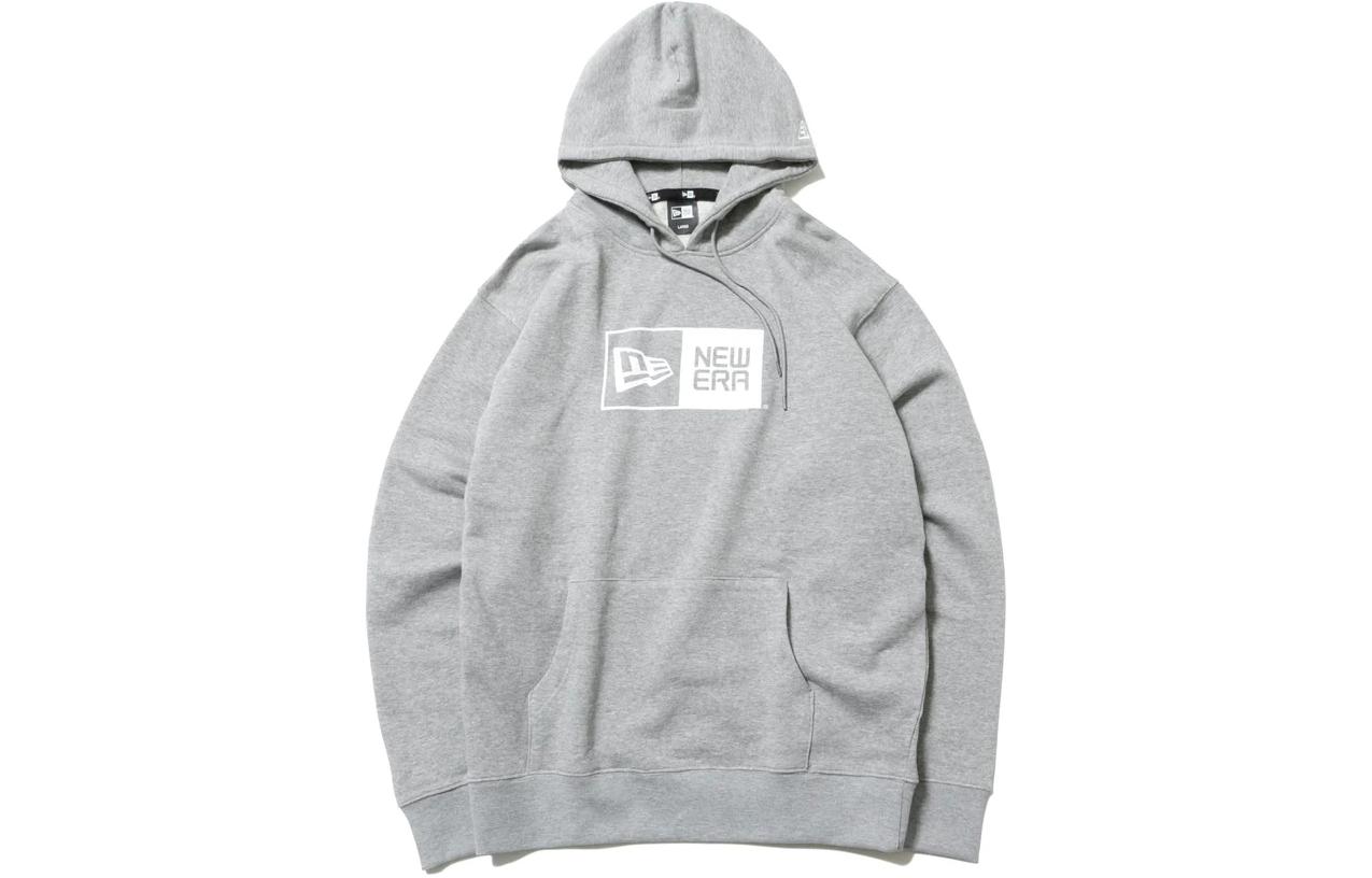 New Era Letter Logo Print Hoodie Unisex Gray 12542641