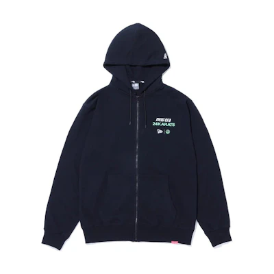 New Era Letter Logo Print Zip-Up Hoodie Jacket Unisex Black 13495627