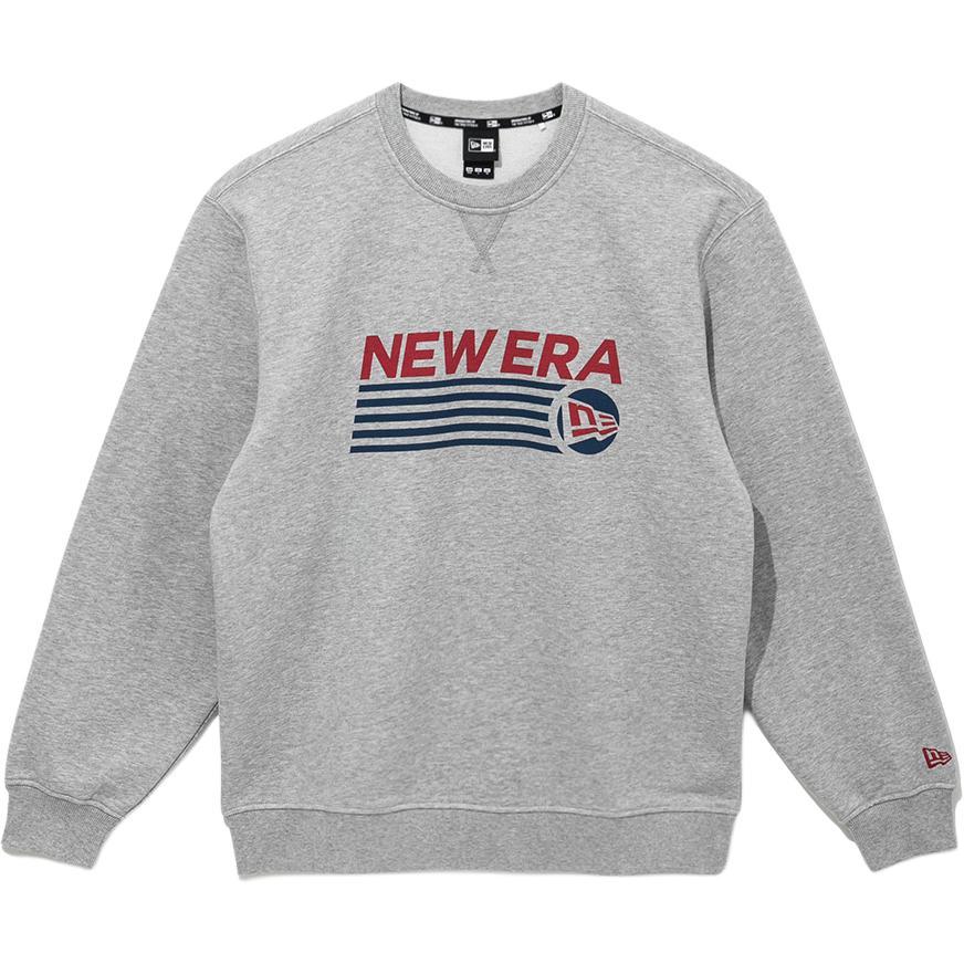New Era Letter Logo Printed Crewneck Sweatshirt Unisex Gray 14397878