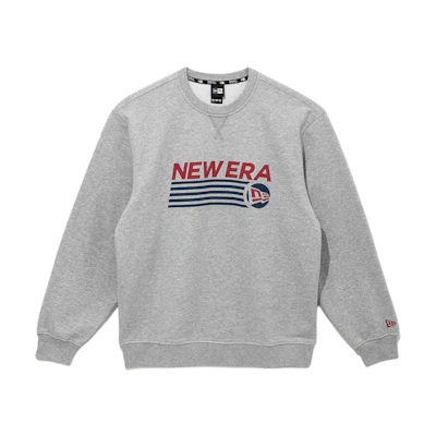 New Era Letter Logo Printed Crewneck Sweatshirt Unisex Gray 14397878