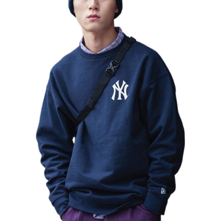Lookbook New Era Letter Logo Printed Pullover Sweatshirt Unisex - Blue 12727851