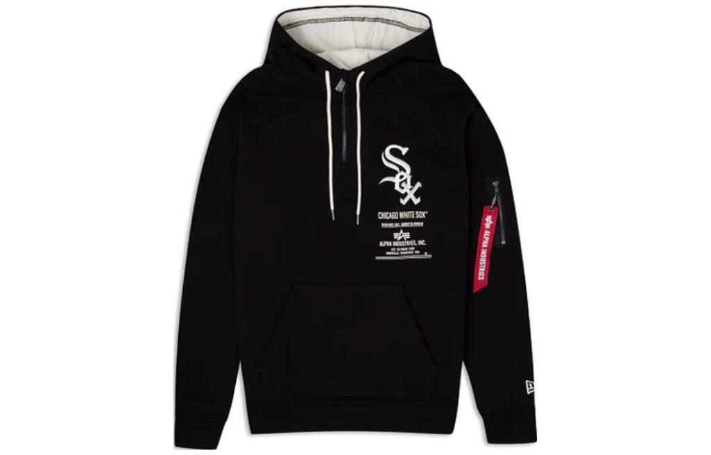 New Era Letter Logo Pullover Hoodie Black 60333973