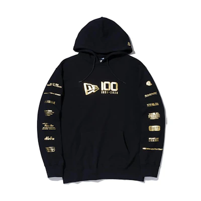 New Era Letter Print Casual Hoodie Unisex Black 12718233