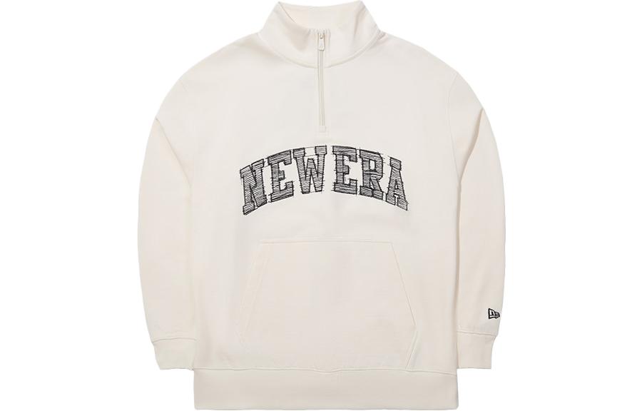 New Era Letter Print Casual Long-Sleeve Sweatshirt Unisex Ivory White 13789102