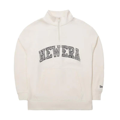 New Era Letter Print Casual Long-Sleeve Sweatshirt Unisex Ivory White 13789102