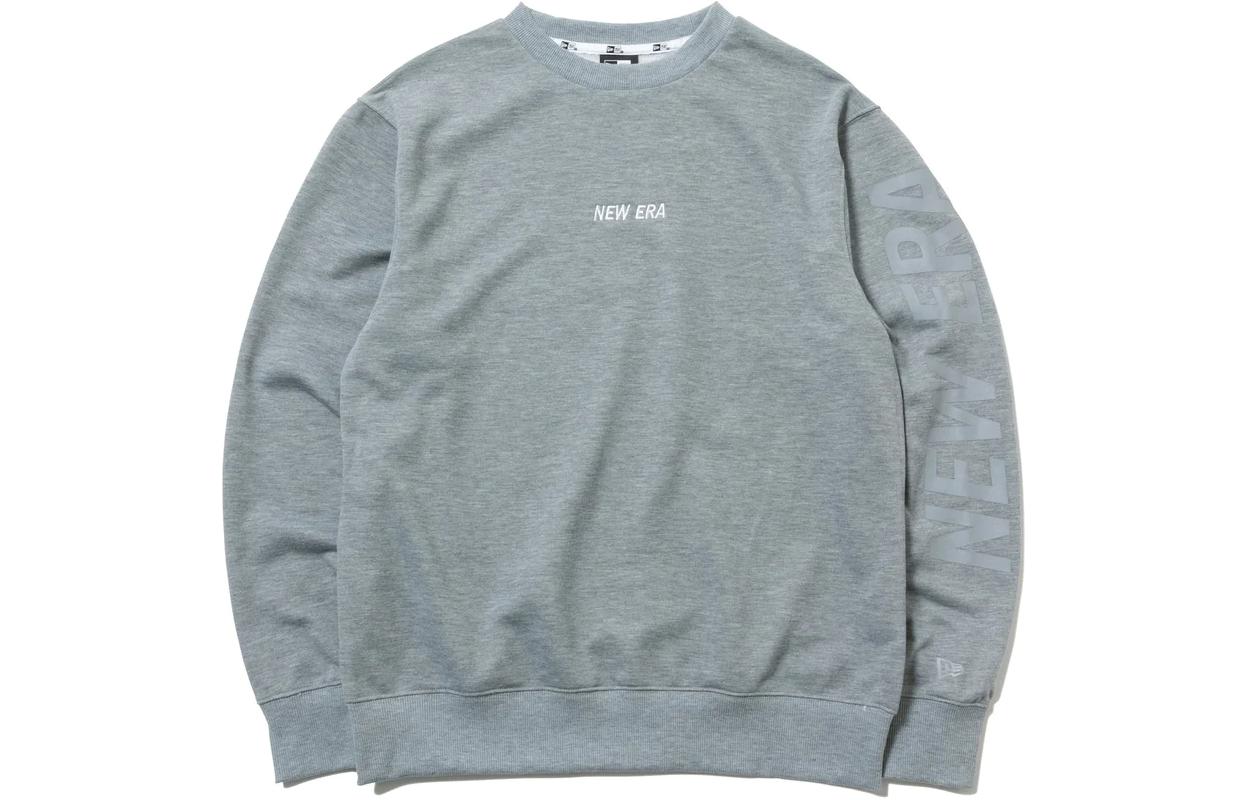 New Era Letter Print Crewneck Long Sleeve Sweatshirt Unisex - Gray 12375735