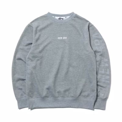 New Era Letter Print Crewneck Long Sleeve Sweatshirt Unisex - Gray 12375735