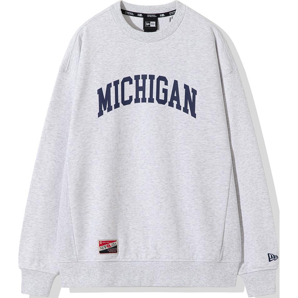 New Era Letter Print Crewneck Long Sleeve Sweatshirt Unisex Grey 12715262