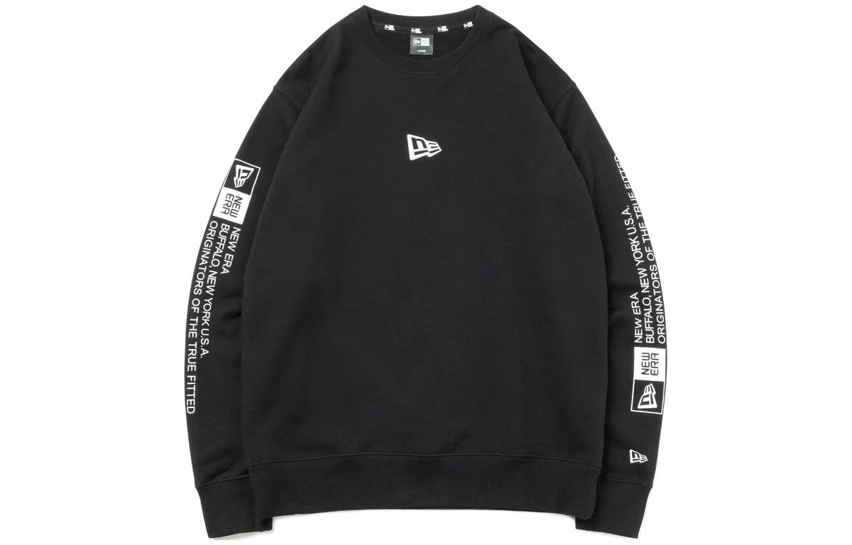 New Era Letter Print Crewneck Oversized Sweatshirt Unisex Black 13331056
