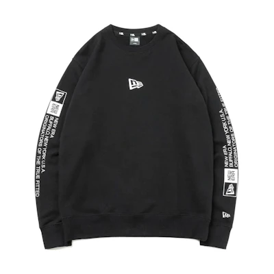 New Era Letter Print Crewneck Oversized Sweatshirt Unisex Black 13331056