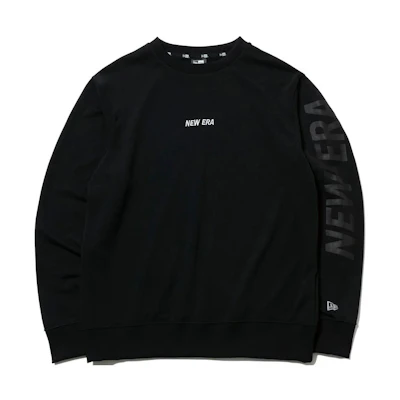 New Era Letter Print Crewneck Sweatshirt Unisex Black Long Sleeve Casual Wear 12375736