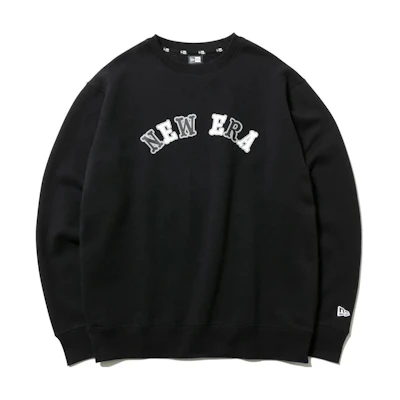 New Era Letter Print Crewneck Sweatshirt Unisex Black Long Sleeve 12542745