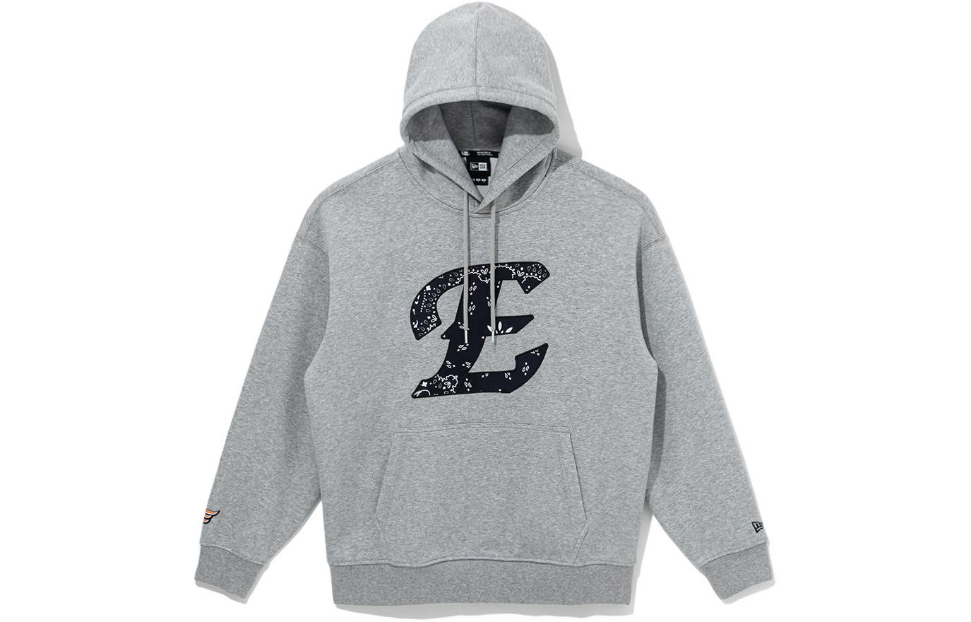 New Era Letter Print Gray Hoodie Pullover Sweatshirt 13317067