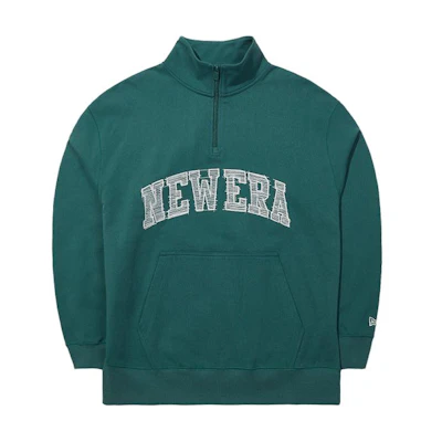 New Era Letter Print Half-Turtleneck Sweatshirt Unisex Green 13789103