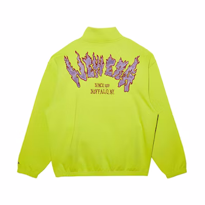 New Era Letter Print Half-Zip High Neck Unisex Sweatshirt Fluorescent Green 13350787