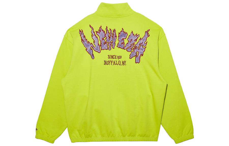 Order New Era Letter Print Half-Zip High Neck Unisex Sweatshirt Fluorescent Green 13350787