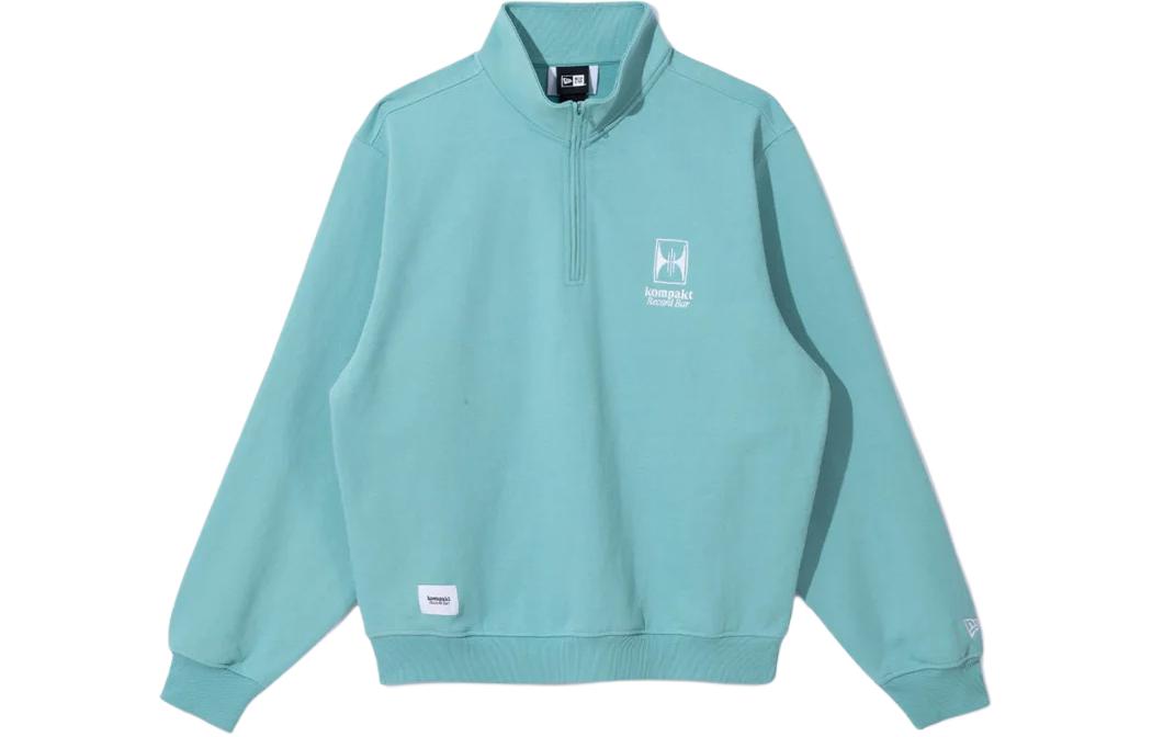 New Era Letter Print Half-Zip Pullover Sweatshirt Unisex Green 14340321