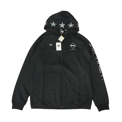 New Era Letter Print Hoodie Jacket Unisex Black 12579609