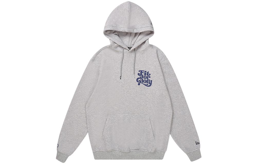 New Era Letter Print Loose Fit Hoodie Unisex - Grey 12544669