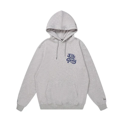 New Era Letter Print Loose Fit Hoodie Unisex - Grey 12544669