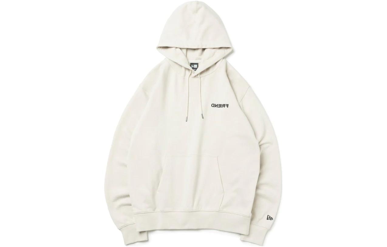 New Era Letter Print Loose Fit Hoodie Unisex Off-White 13944292