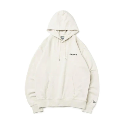 New Era Letter Print Loose Fit Hoodie Unisex Off-White 13944292