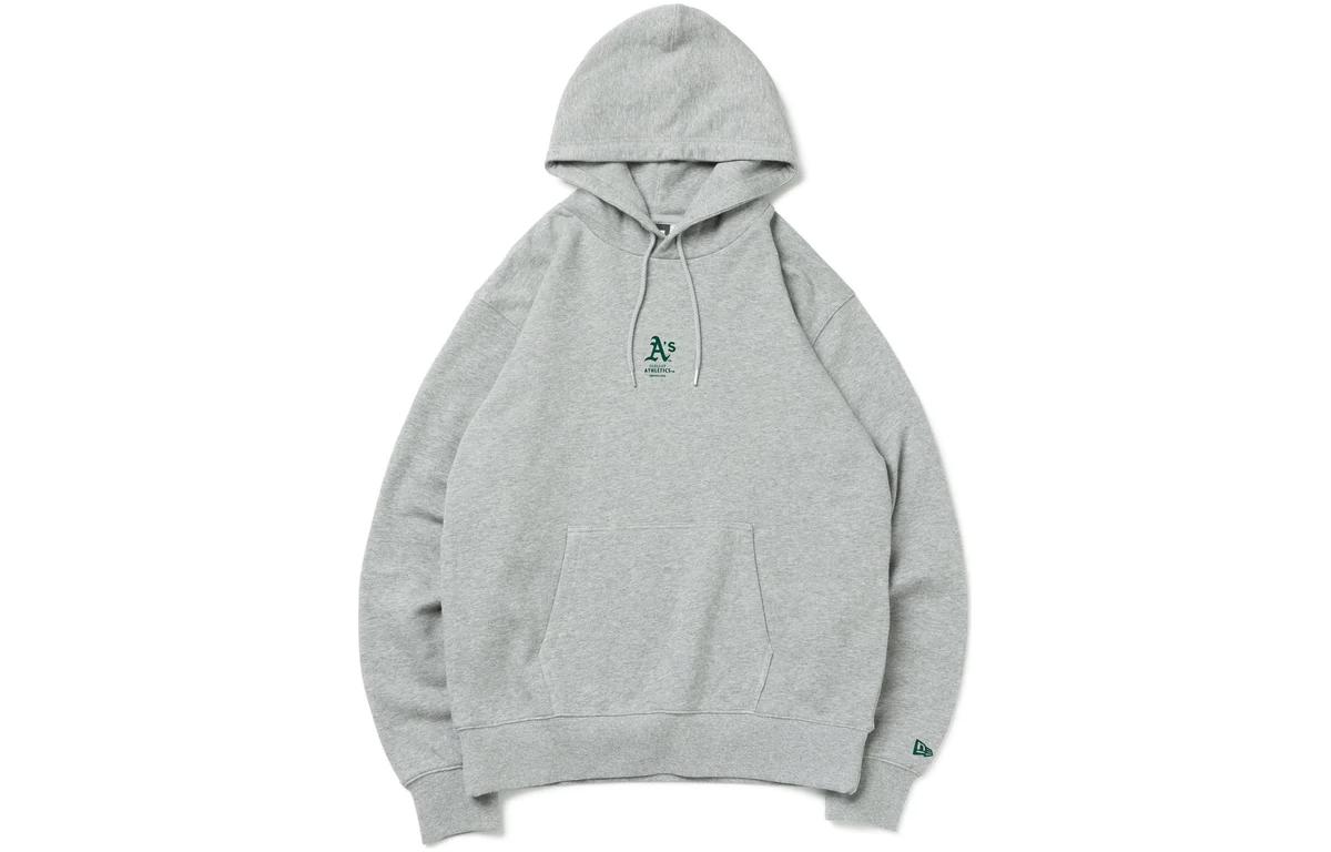 New Era Letter Print Oversized Hoodie Unisex in Gray 13755286