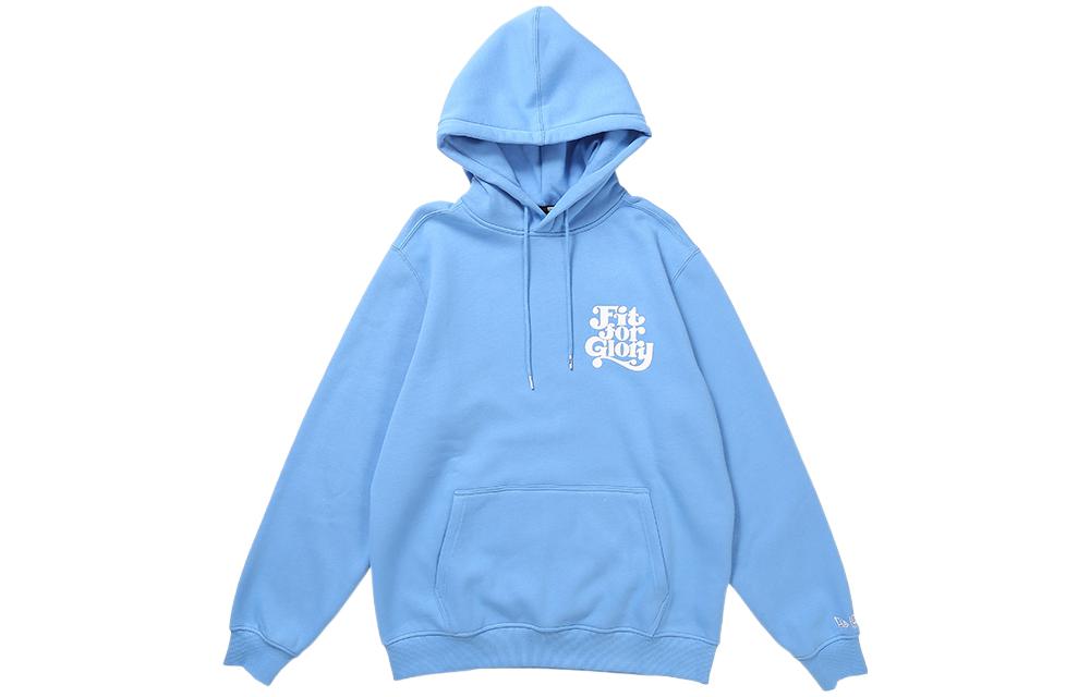 New Era Letter Print Oversized Pullover Hoodie Unisex Blue 12544668