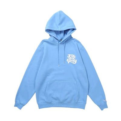 New Era Letter Print Oversized Pullover Hoodie Unisex Blue 12544668