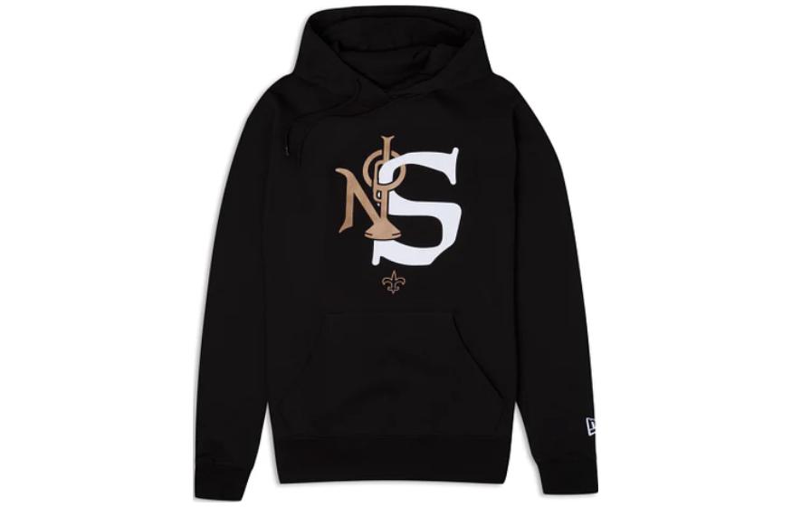 New Era Letter Print Pullover Hoodie Black () 13821788