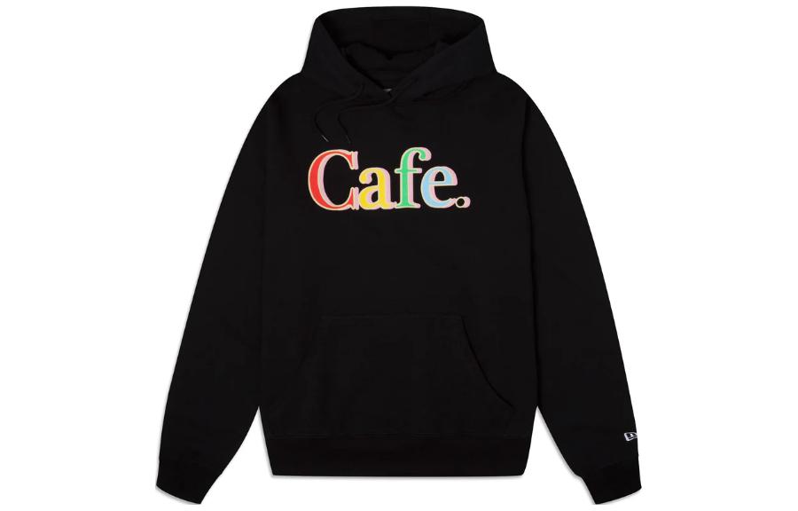 New Era Letter Print Pullover Hoodie Unisex Black 14122128