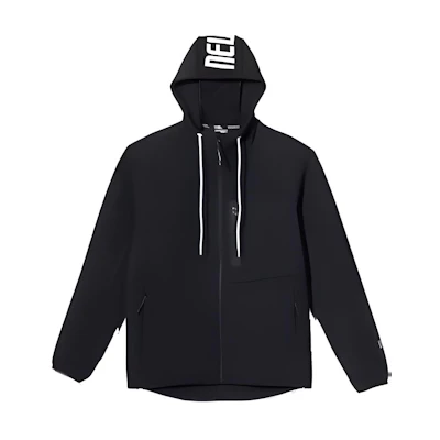 New Era Letter Print Zip-Up Hoodie Jacket Unisex Black 11888069