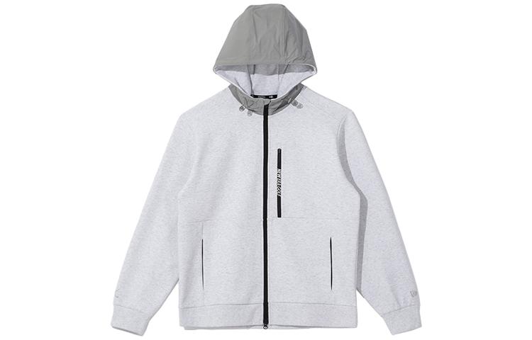 New Era Letter Print Zip-Up Hoodie Unisex - Gray 13944741